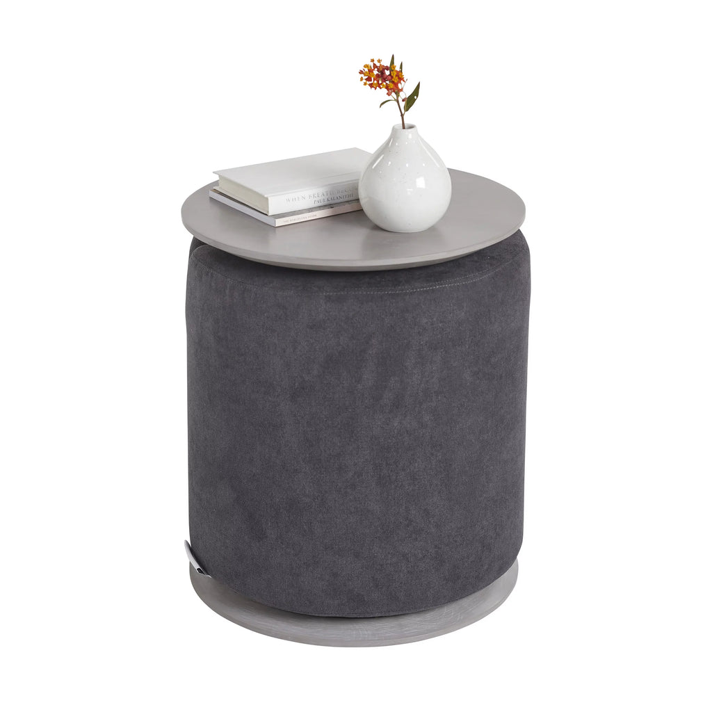 Dark Grey 2-Piece Table with Fabric Ottoman P388860