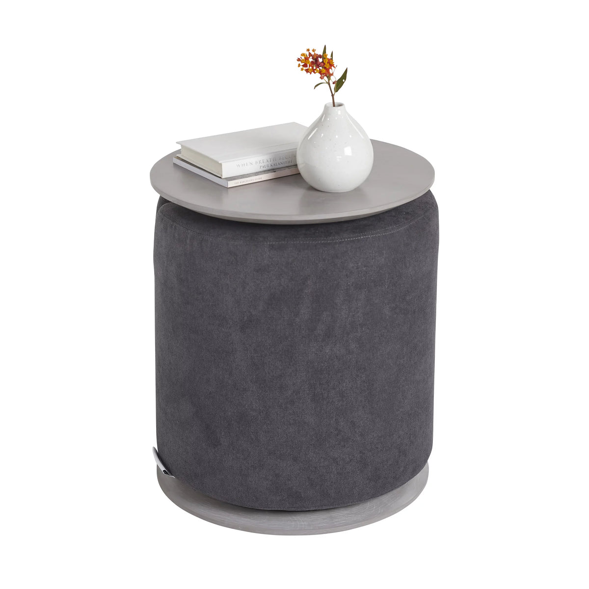 Dark Grey 2-Piece Table with Fabric Ottoman P388860