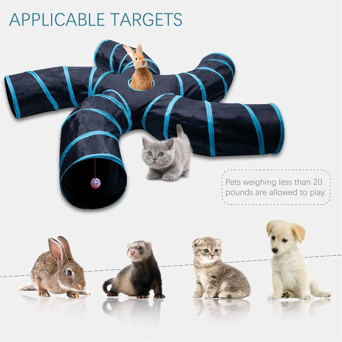 Cat Tunnel with Play Ball Collapsible Pet Tube U9209
