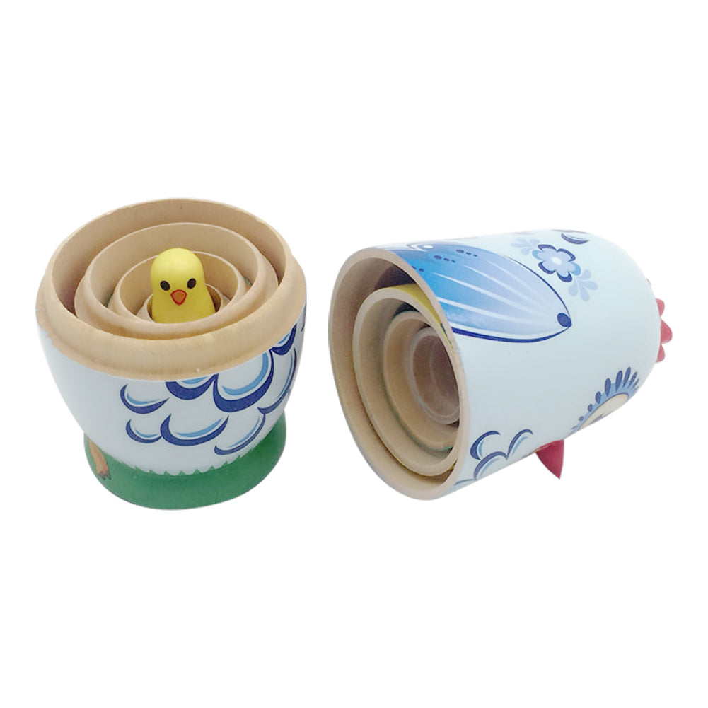 5Pcs/Set Russian Animal Chicken Nesting Dolls Matryoshka Kids Toy A14095