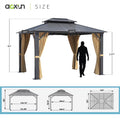 10X12 FT Aluminum Frame Hardtop Gazebo F6100