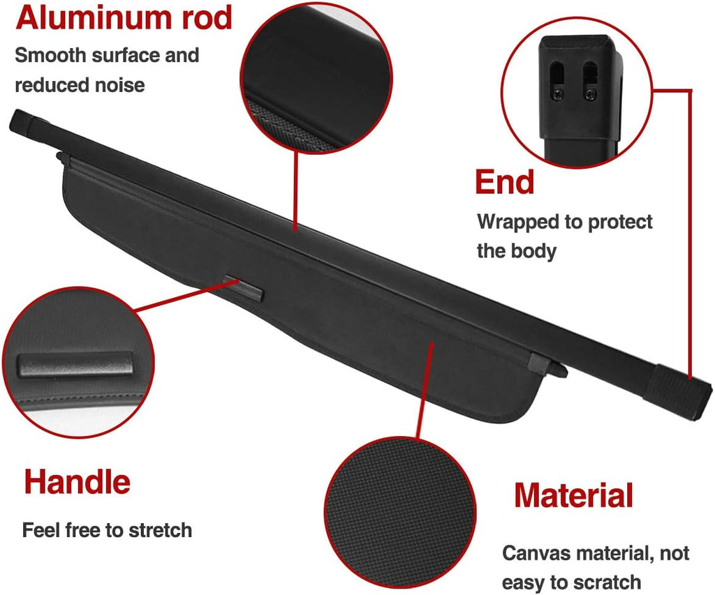Black Retractable Rear Trunk Security Cover Shade P6430