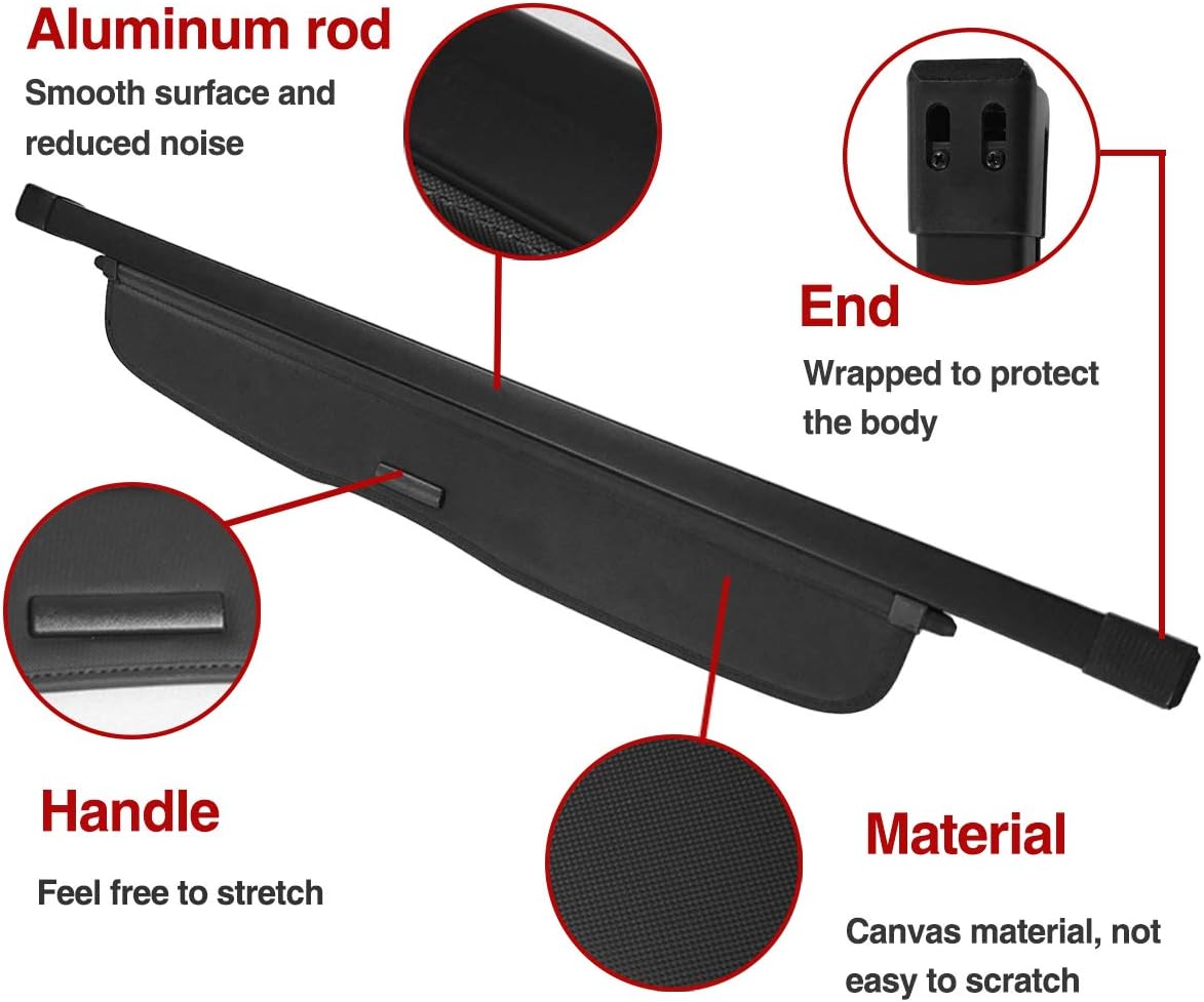 Black Retractable Rear Trunk Security Cover Shade P6430