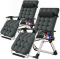 Zero Gravity Chair Set of 2 Gray Folding Recliner with Pillows and Cup Holder L525095