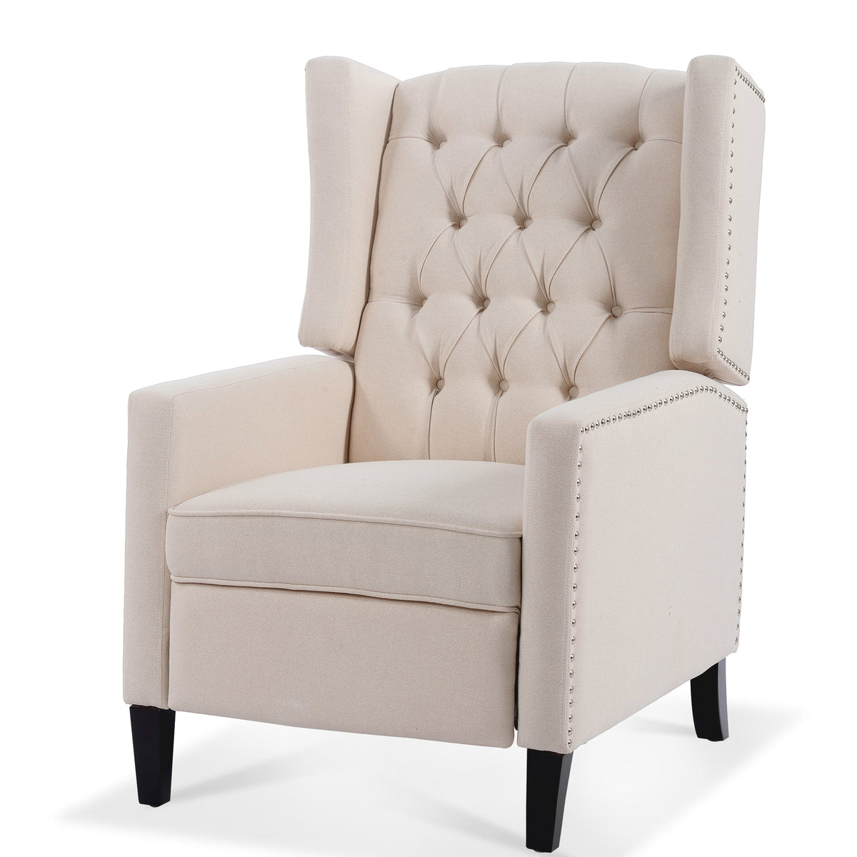 Beige Manual Wing Chair Recliner M3769