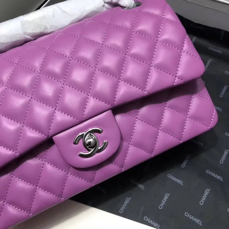 Purple Medium Size Lambskin Leather Flap Bag N959927
