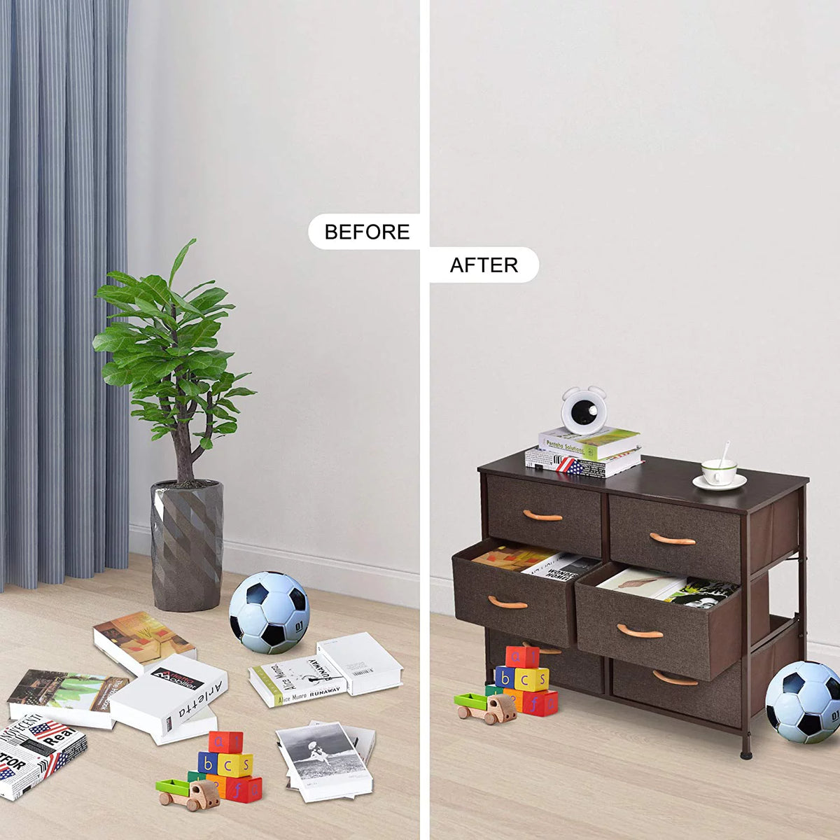 Brown 6 Drawer Storage Tower Unit P7048