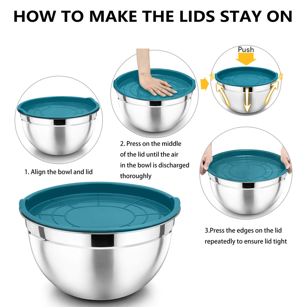 Stainless Steel Mixing Bowls with Lids Set of 7 L2331