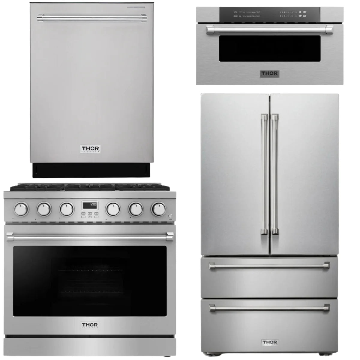 36 Gas Range, Refrigerator, Dishwasher and Microwave R2089