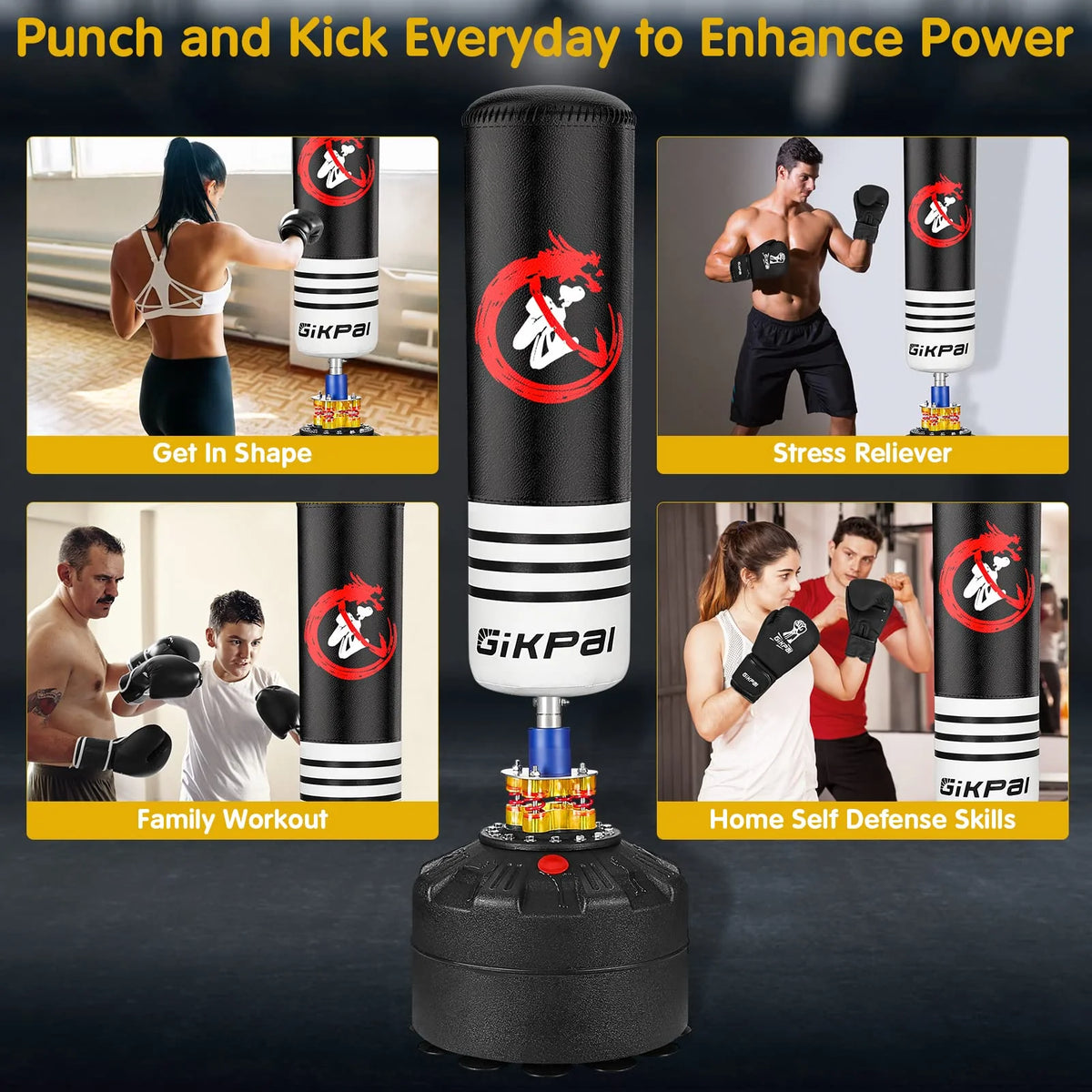 69'' 182lbs Freestanding Punching Bag with Stand V7469
