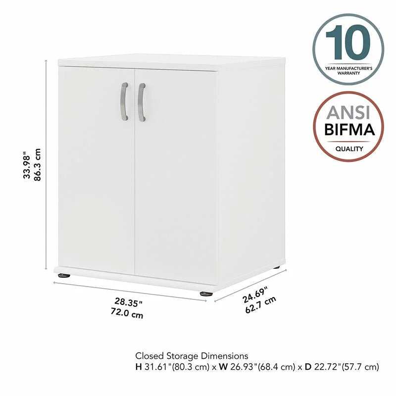 White Engineered Wood Cabinet with Doors L1830