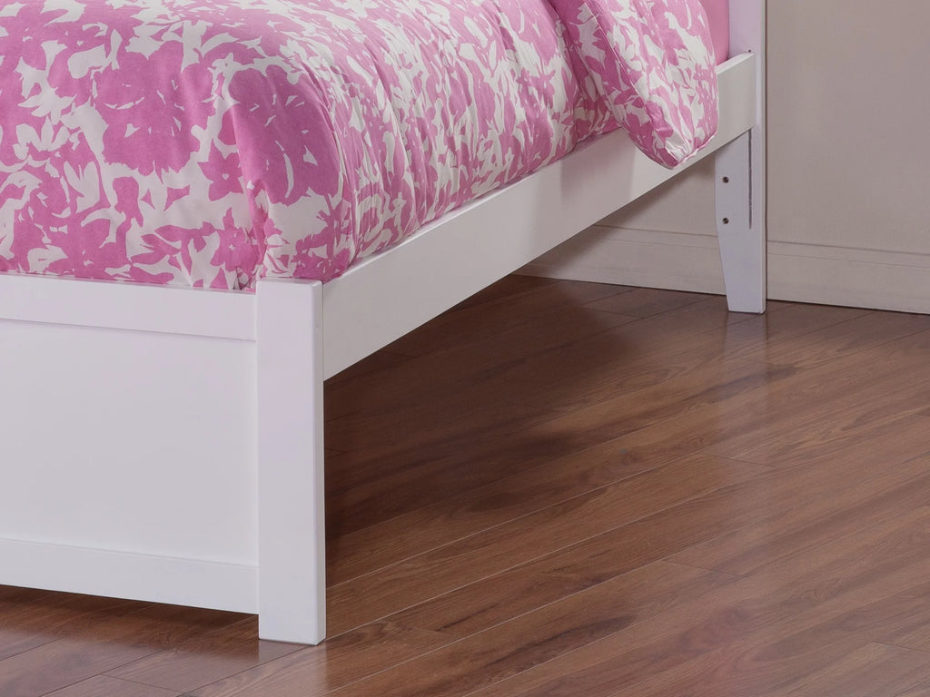 Twin Solid Wood Platform Bed with Footboard & 2 Storage Drawers in White T618