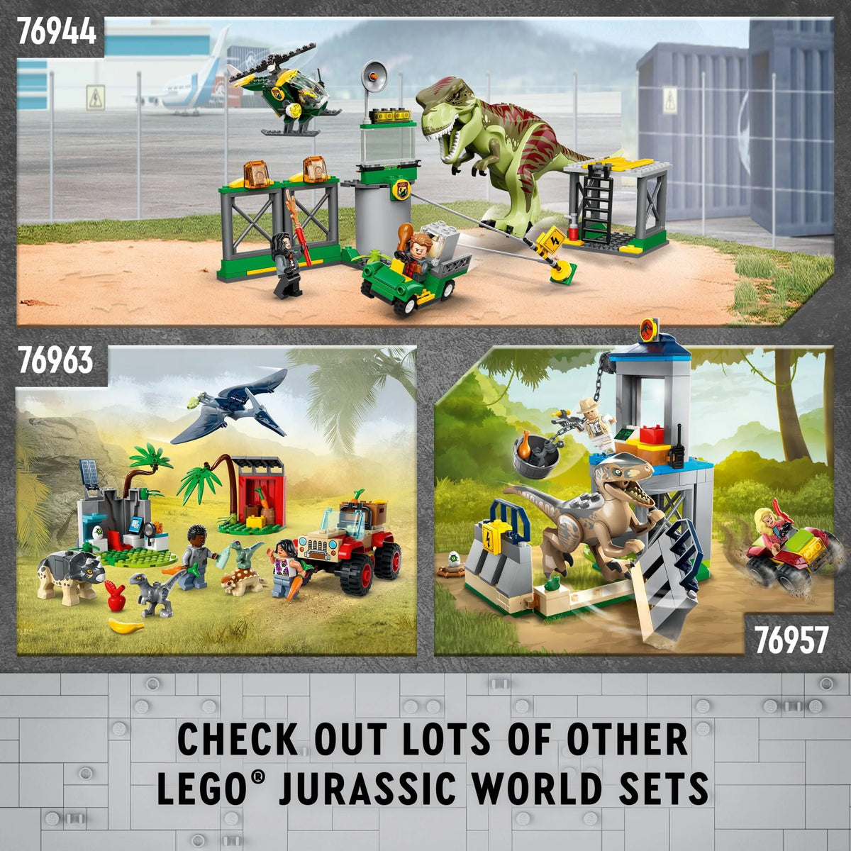 Building Set with Toy Car and 5 Dinosaur Figures F6364