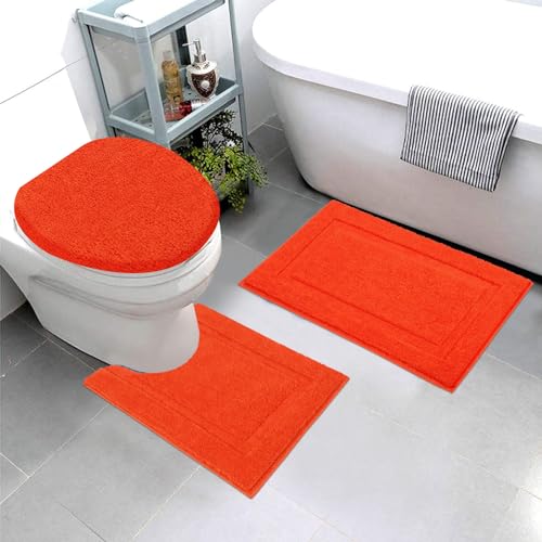 3 Piece Non Slip Absorbent Microfiber Shaggy Bathroom Rug Set A577