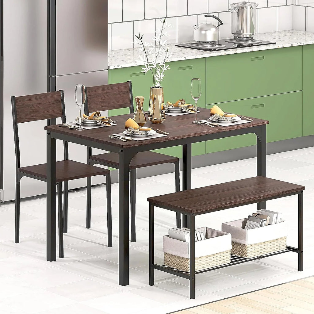 4 Person Dining Table Set with 2 Chairs and 1 Bench T10988
