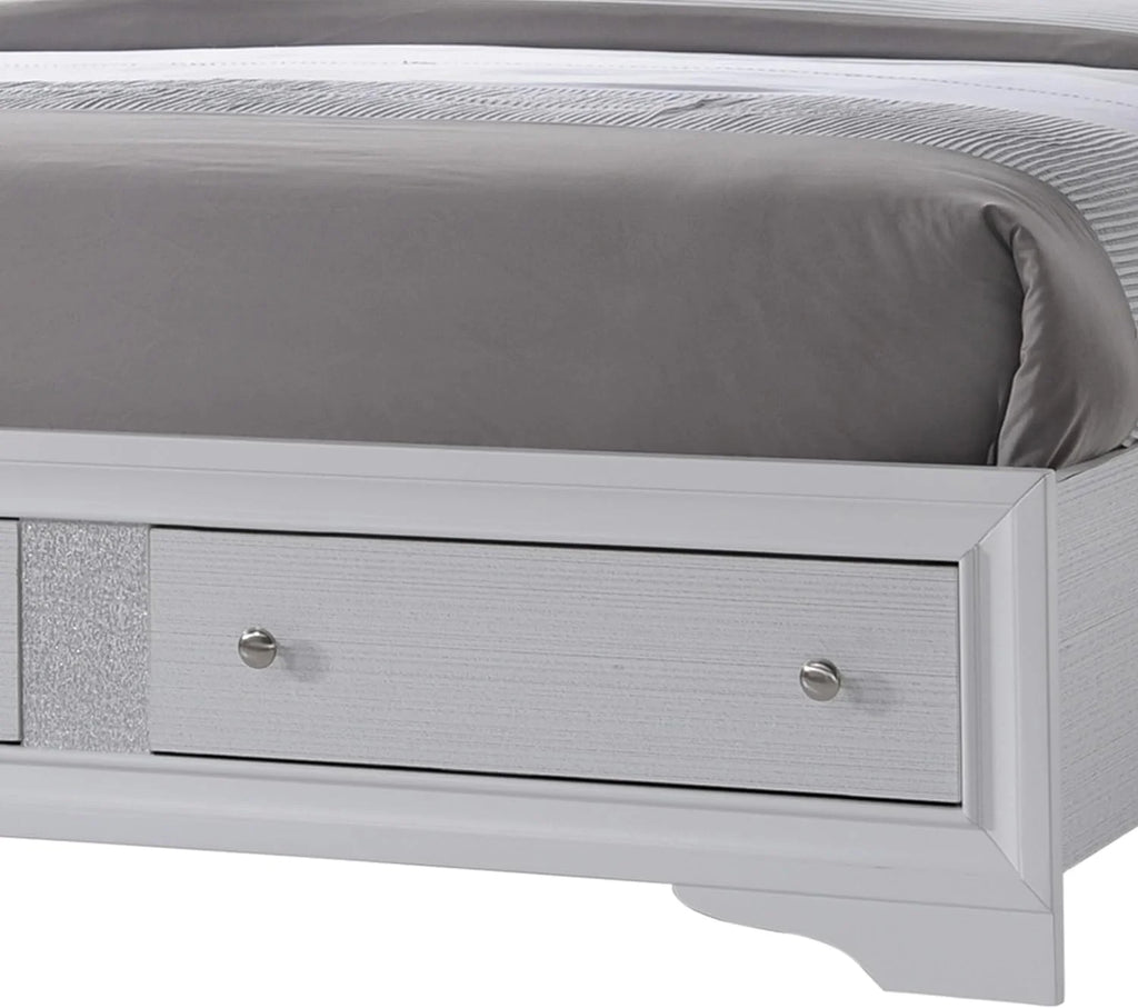 King Size Wooden Bed with Storage Drawers, White Q495023