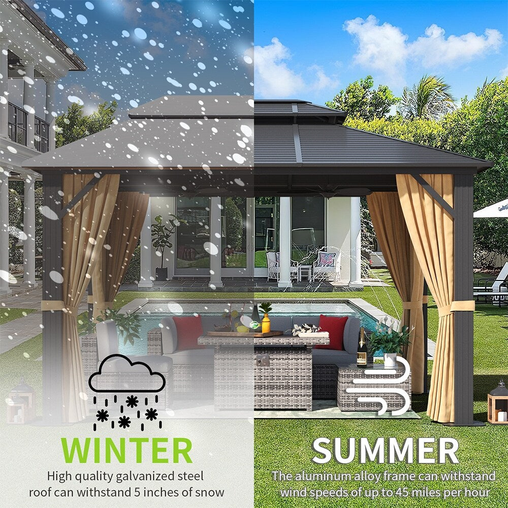 10X12 FT Aluminum Frame Hardtop Gazebo F6100