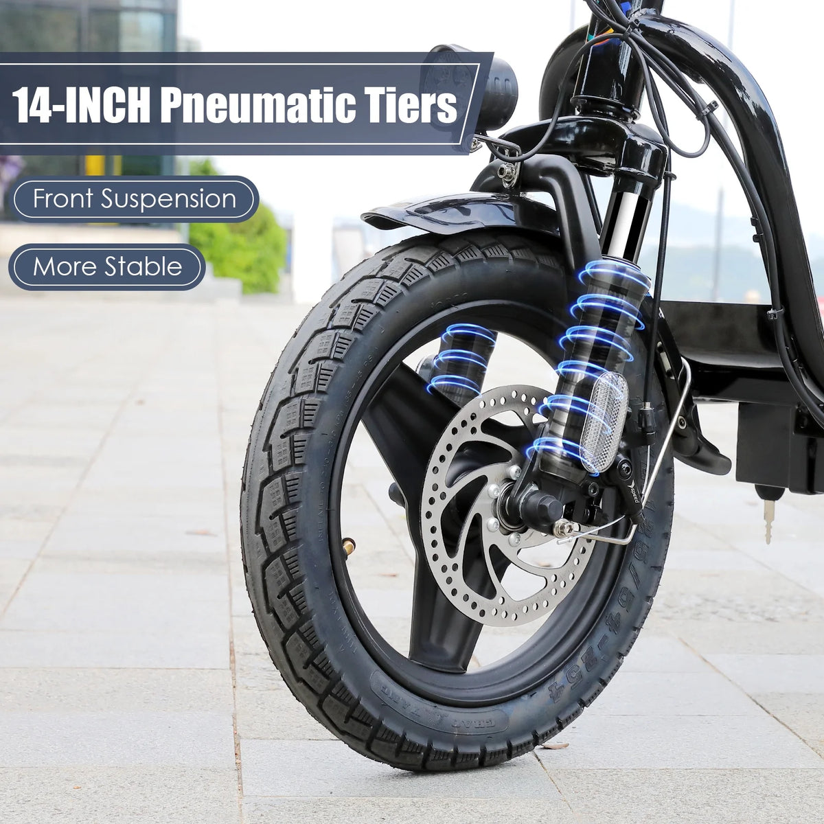 48V 500W Adults Electric Scooter with Removable Seat, 14" Off-road Pneumatic Tires, 20 MPH Max, 30 Miles Range, 350lbs Weight Limit, Black L2327