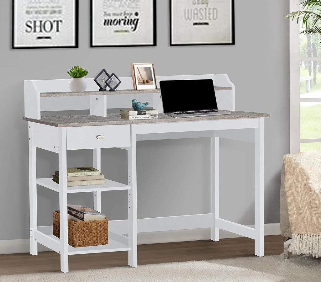 Modern Wood Writing Desk with Hutch N7332