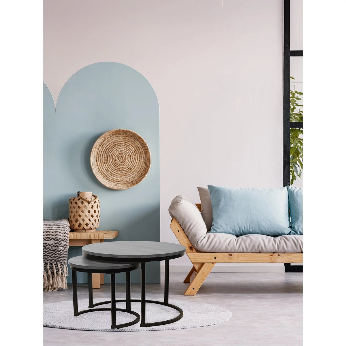 Set of 2 Round Grey Coffee Tables Q7509