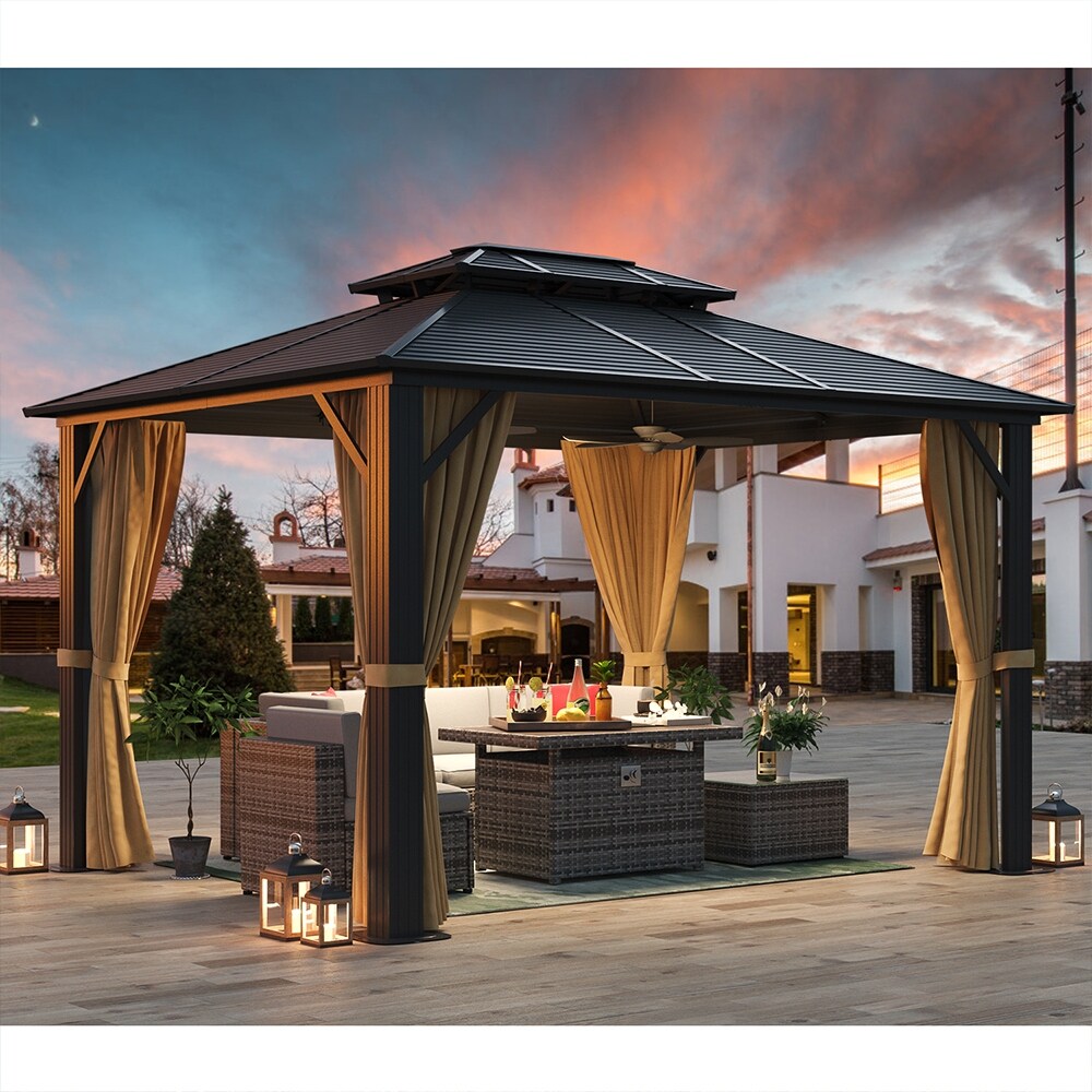 10X12 FT Aluminum Frame Hardtop Gazebo F6100