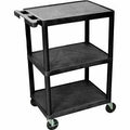 Black 3 Shelves Flush-Shelf Cart N31209