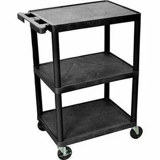 Black 3 Shelves Flush-Shelf Cart N31209