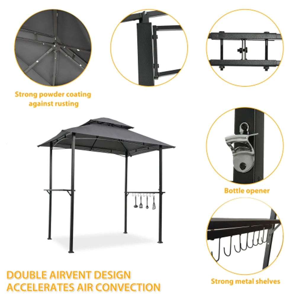 Grey Outdoor Grill Gazebo with Steel Frame I7200