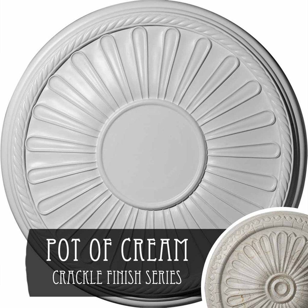 19 7/8x22OD x 1 1/4x22P Ceiling Medallion Hand-Painted Pot of Cream Crackle M449