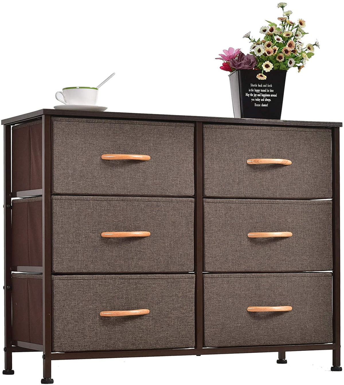 Brown 6 Drawer Storage Tower Unit P7048