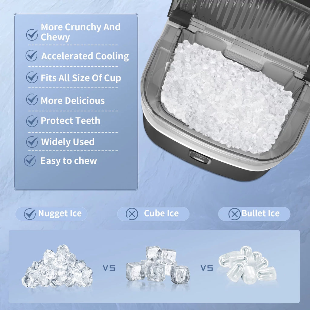 Nugget Ice Maker Countertop 33lbs/24H Self-Cleaning Stainless Steel Silver V716399