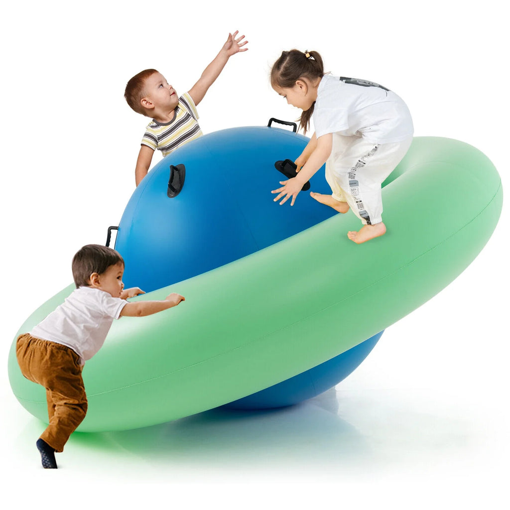 Green & Blue Inflatable Dome Rocker Bouncer with 6 Handles S265603