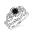 14k Rose Gold Black Diamond Wedding Set Engagement Ring Z70568