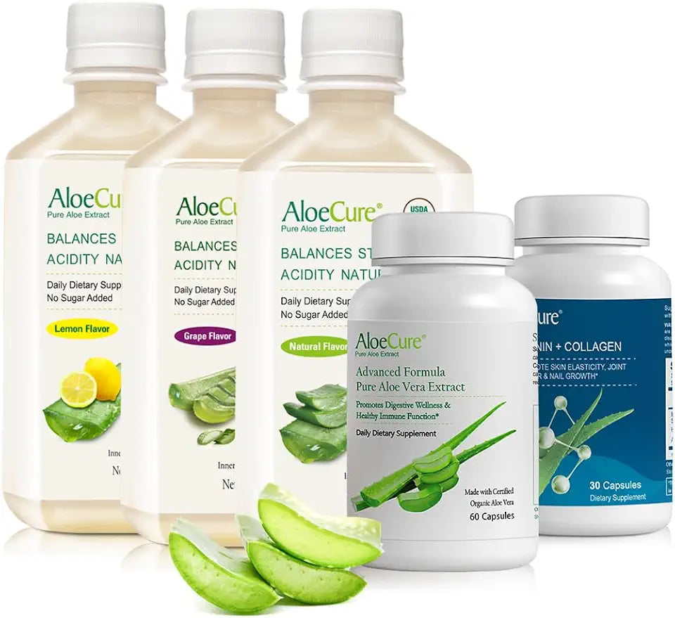 Organic Aloe Vera Juice & Aloe Capsules 5 Pack D3361