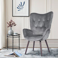 Gray Velvet Tufted Wing Back Accent Chair U12833