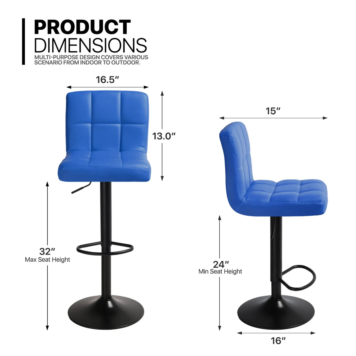 Set of 4 Blue Faux Leather Swivel Bar Stools P34577