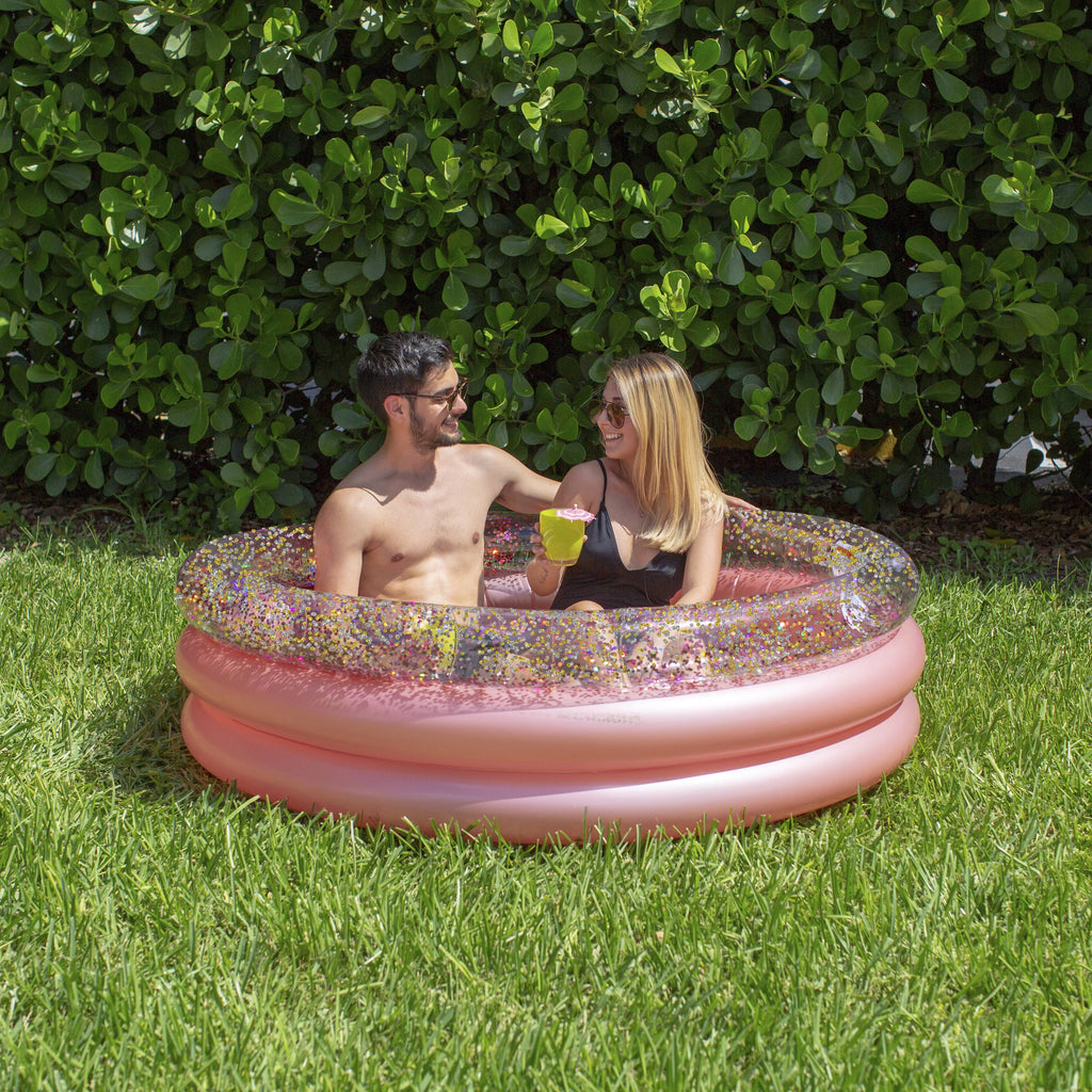 Inflatable Rose Gold Glitter 3 Ring Pool Q8317