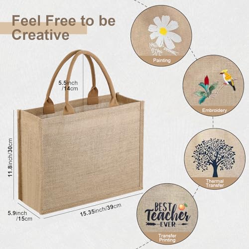 10 Pack Reusable Jute Canvas Tote Bags with Handles I536394