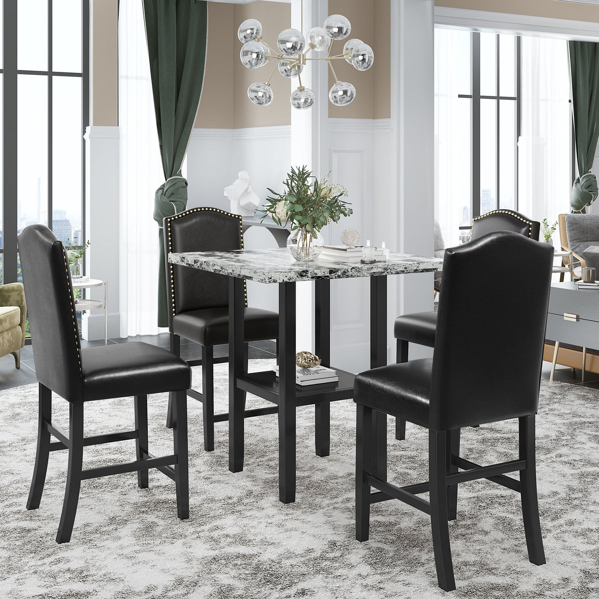 5 Piece Dining Set with 4 Chairs L46251