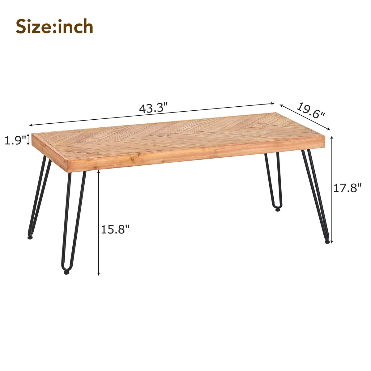 Modern Coffee Table with Chevron Pattern and Metal Hairpin Legs C59563
