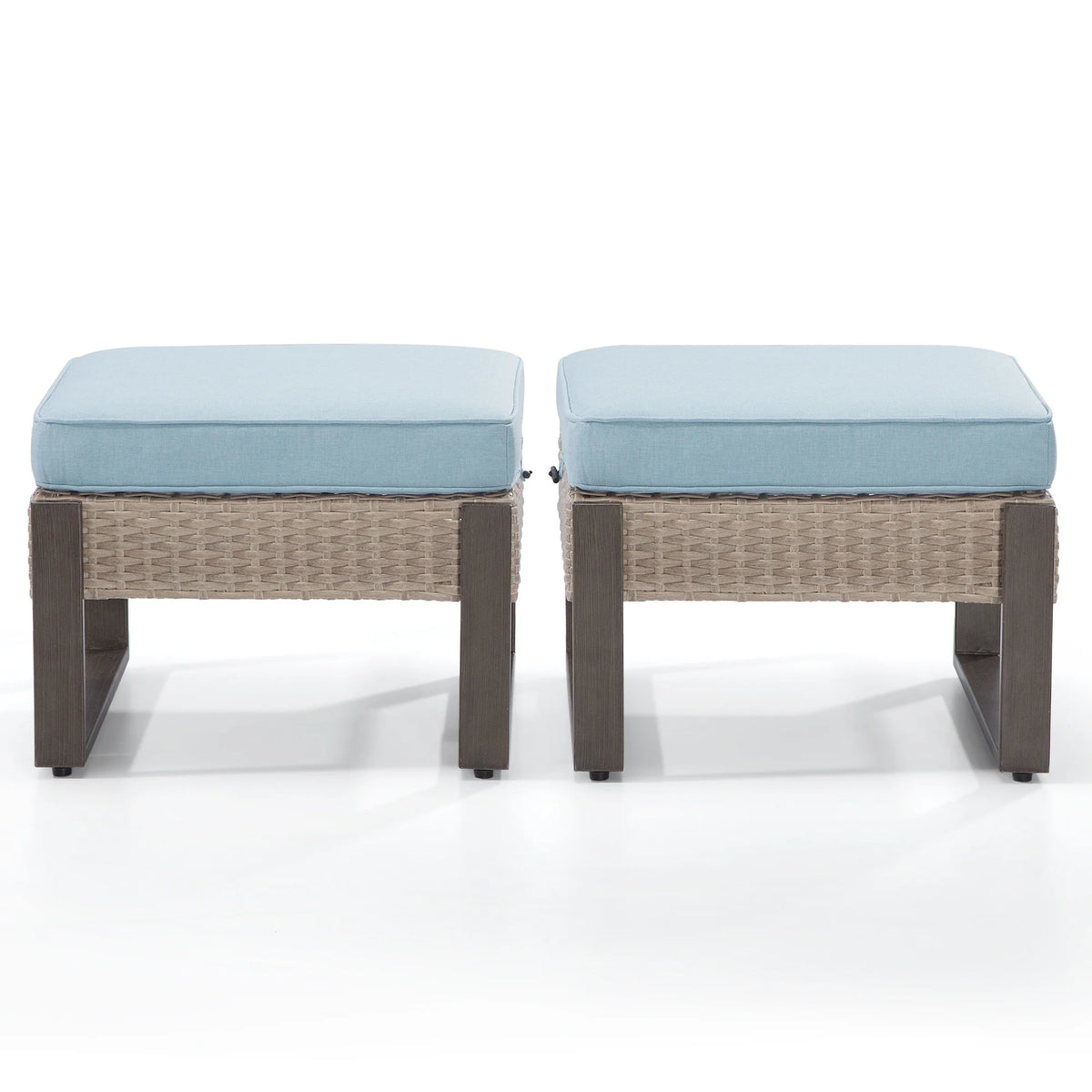 2-Piece PE Rattan Ottomans with Removable Cushions B913