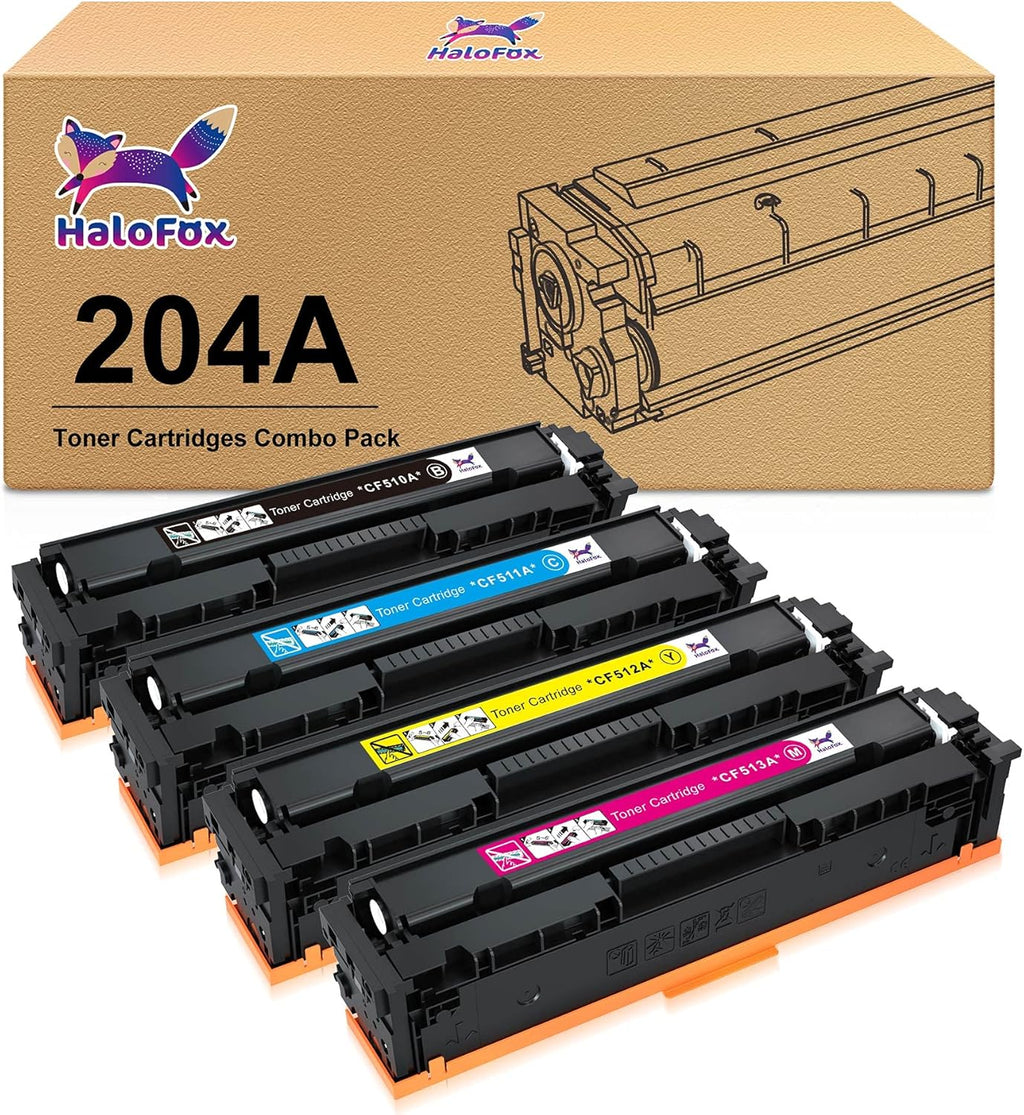 Compatible Toner Cartridge 4-Pack for HP 204A CF510A CF511A CF512A CF513A Pro MFP M180n M180nw M181fw M154a M154nw Color Pro Printer (Black, Cyan, Yellow, Magenta) O91023