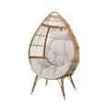 Beige Light Brown Wicker Teardrop Chair K3644