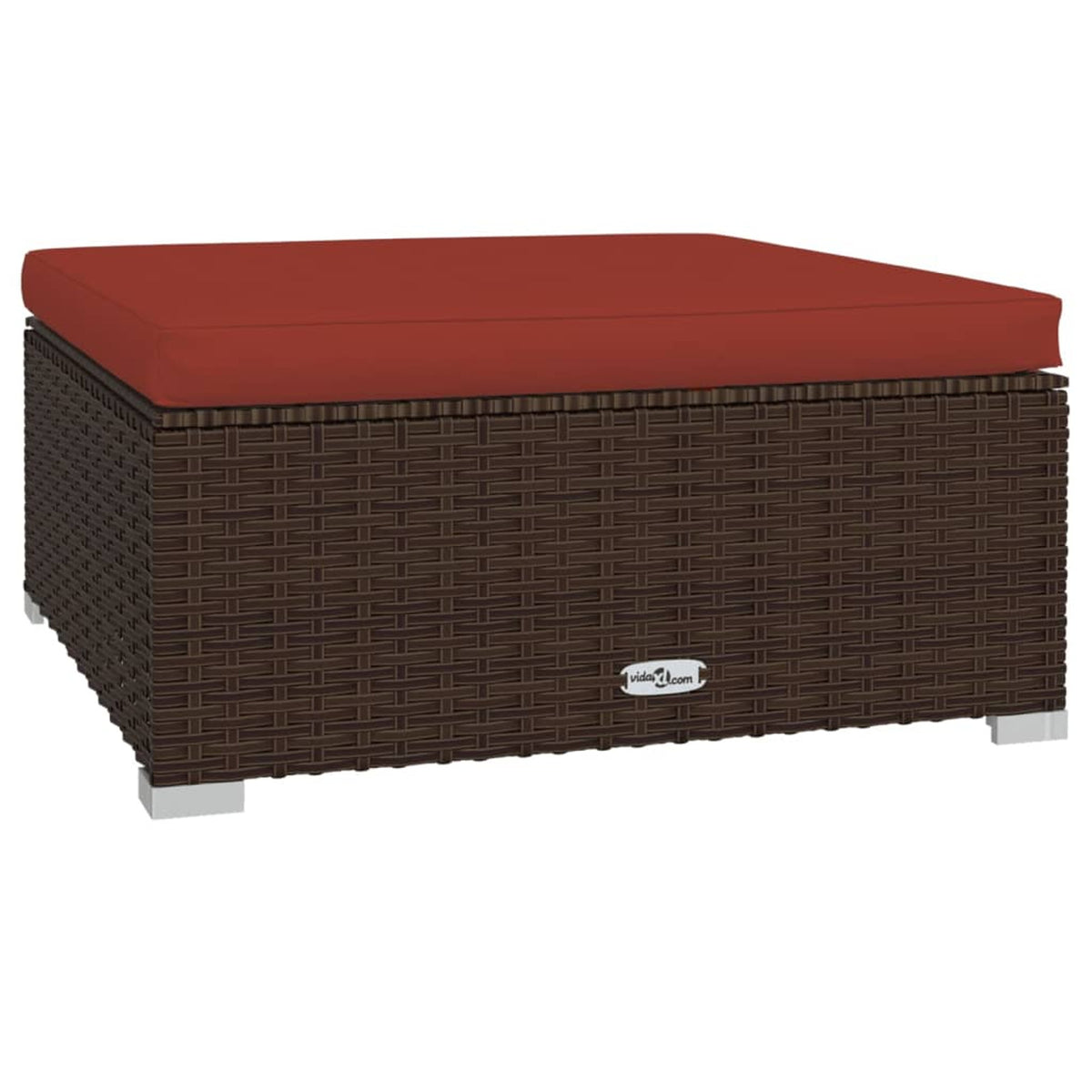 6 Piece Poly Rattan Brown Outdoor Sectional Sofa Set with Red Cushions F892