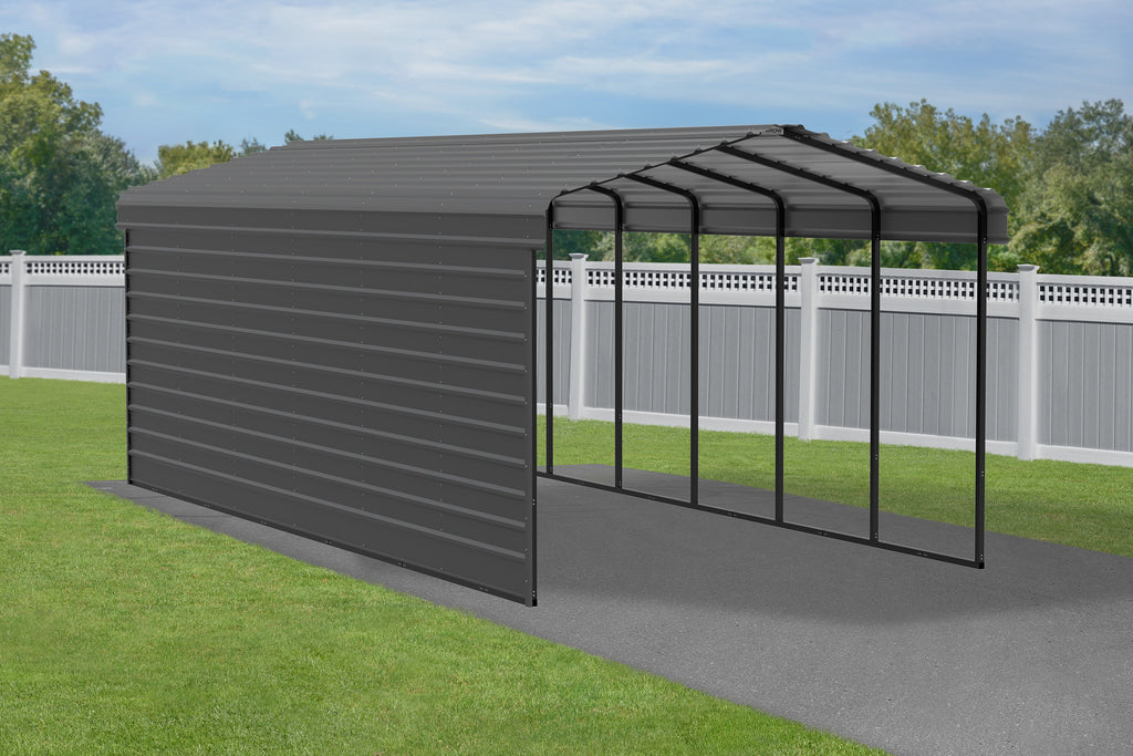 Galvanized Steel Carport Kit, 12' x 29' x 9', Charcoal S3600