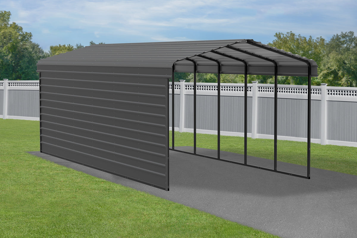 Galvanized Steel Carport Kit, 12' x 29' x 9', Charcoal S3600