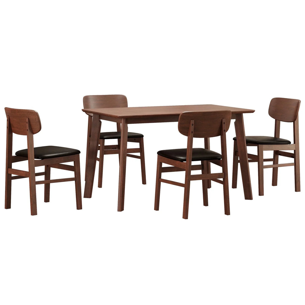 Rustic Retro Dining Table Set with 4 Upholstered Chairs C270