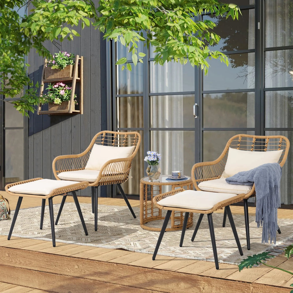5-Piece PE Rattan Wicker Patio Furniture Set M4833