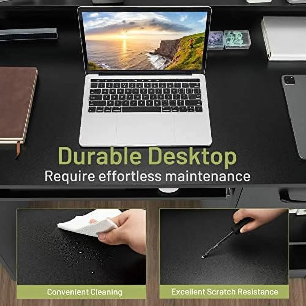 Black Wooden Computer Desk with Drawers Y182