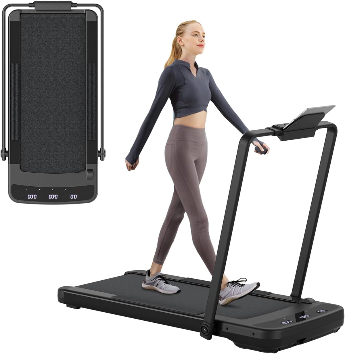 2 in 1 Folding Under Desk Treadmill with Remote Control S325387